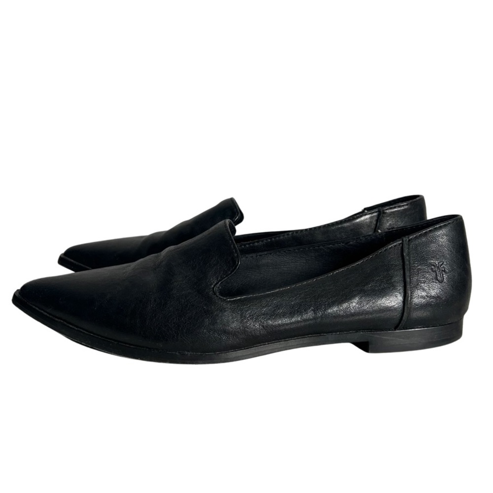 Frye Kenzie Venetian Black Leather Slip On Pointed Toe Flats Shoes Size 8.5M